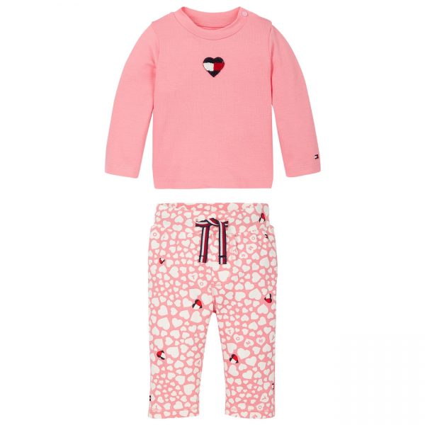 ZESTAW BABY PRINTED SET ROSEY PINK HEART TOMMY HILFIGER